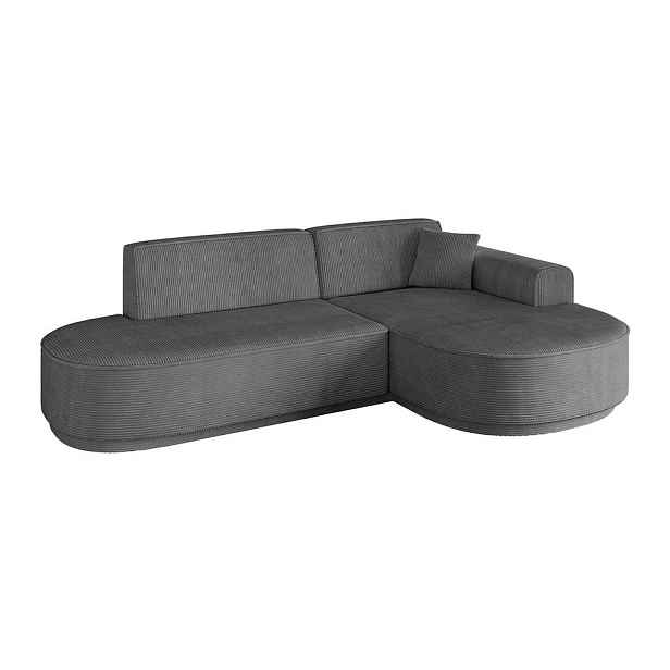 ALTDECOR ROHOVÁ SEDAČKA s otomanem, pravá MARI-L1-v3 243x171x83 Tmavě šedá Manšestr