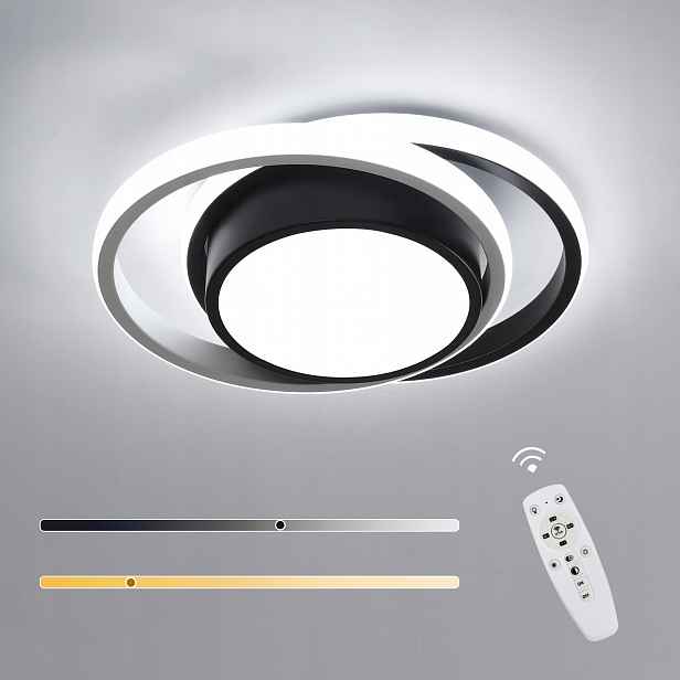 Led Stropní Svítidlo Plafon Bílé Černé Kulaté do Obýváku Stmívatelné Dálkové Ovládání 32W