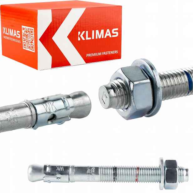 Kotvy do betonu ocelové M16 x 145 mm 20 ks mechanické Klimas Le-zn