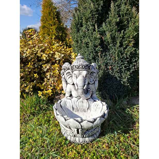 Betonová figurka Buddha Slon Ganéša s květináčem, zahradní figurky, květináč