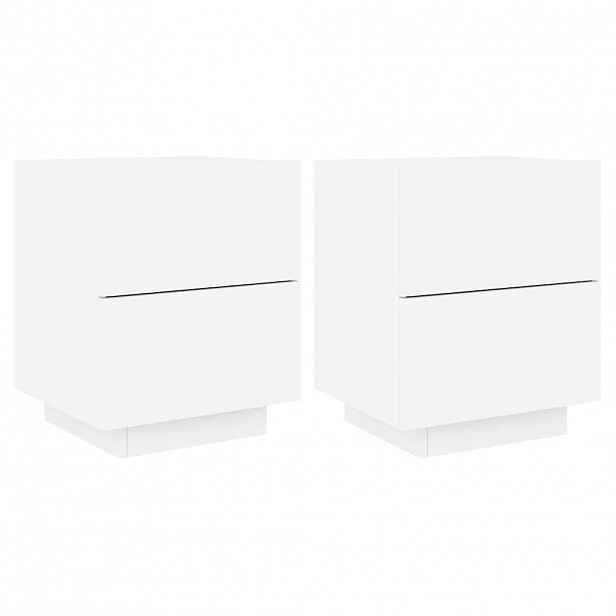 vidaXL Noční stolky s LED osvětlením 2 ks bílé kompozitní dřevo