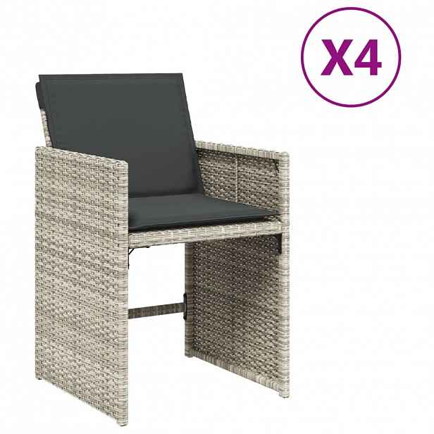 vidaXL Zahradní křesla s poduškami 4 ks světle šedá polyratan