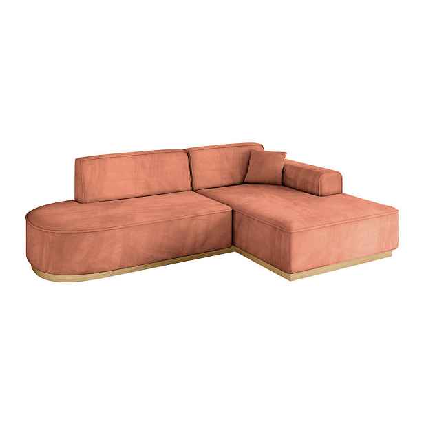 ALTDECOR ROHOVÁ SEDAČKA s otomanem, pravá IREA-L1-v2 232x165x80 Meruňková Velur