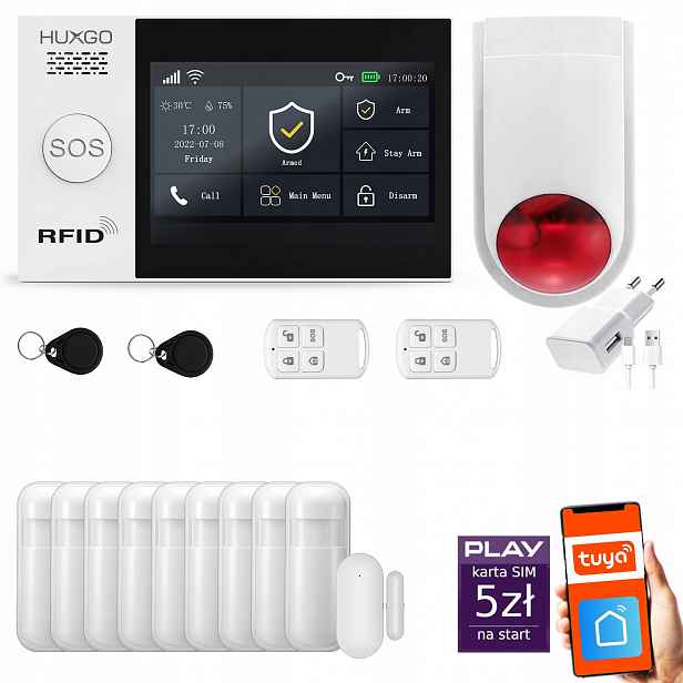 Bezdrátový alarm WiFi Gsm 4G, Tuya, sada alarmu Huxgo HXA007 R9WS