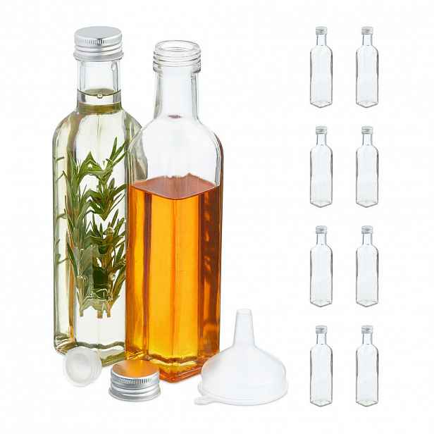 Relaxdays LÁHVE transparentní stříbrná 10ks-sada 250 ml