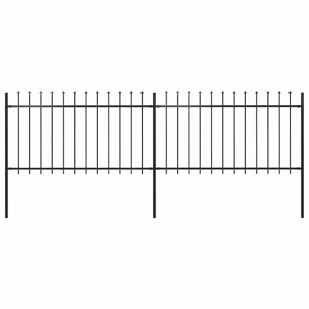vidaXL Zahradní plot s kopím nahoře ocelový 337 x 100 cm černý