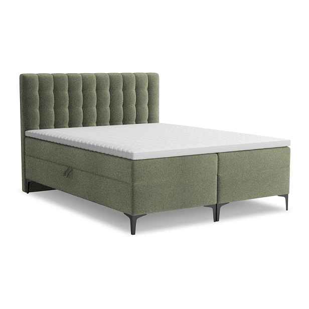 Zelená boxspring postel s úložným prostorem 140x200 cm Puhala – Makamii