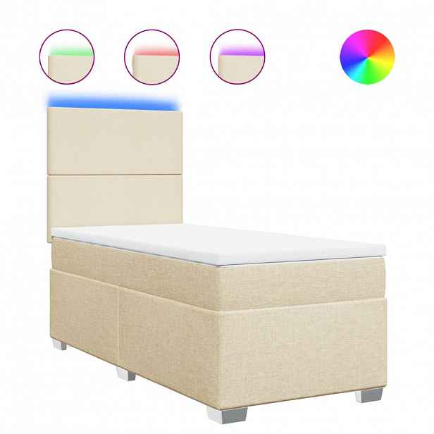 vidaXL Box spring postel s matrací krémová 90x190 cm textil