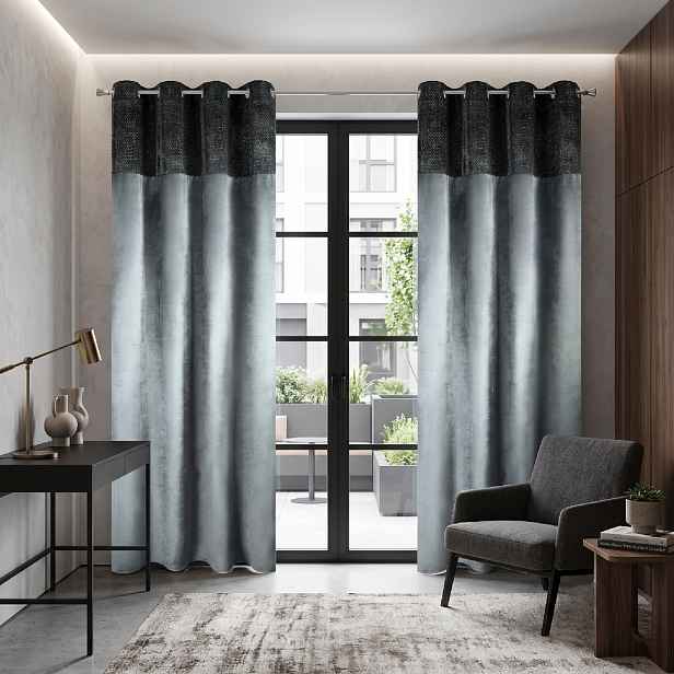 Dekorační velvet závěs s kroužky TANA 140x250 cm, grafitová, (cena za 1 kus) MyBestHome