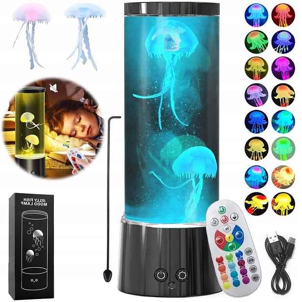 Lávová Lampa Medúza Rgb Led Plovoucí 17 Barev Rgb Jako Dárek S Dálkovým Ovládáním