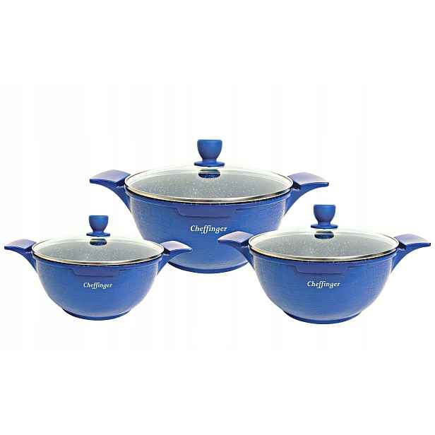 Sada Hrnců Cheffinger 6 ks 20 24 28 cm, litý hliník, indukce