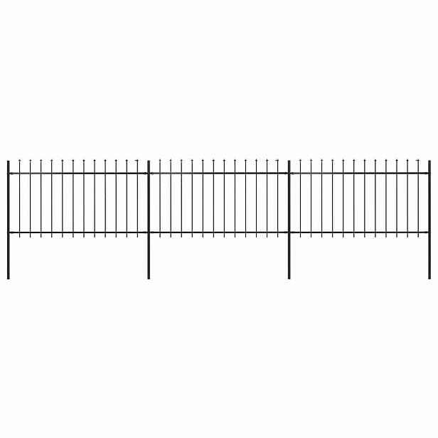 vidaXL Zahradní plot s kopím nahoře ocelový 504 x 100 cm černý