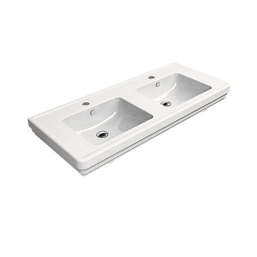 Dvojumyvadlo Sapho Classic 125x54 cm 2 otvory pro baterii, s přepadem 8725111