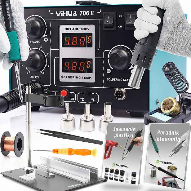 Pájecí Stanice 2V1 Hot Air Páječka T12 Yihua 706 II Držák Na Pažbu
