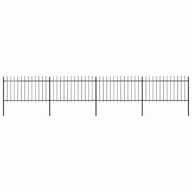 vidaXL Zahradní plot s kopím nahoře ocelový 671 x 100 cm černý