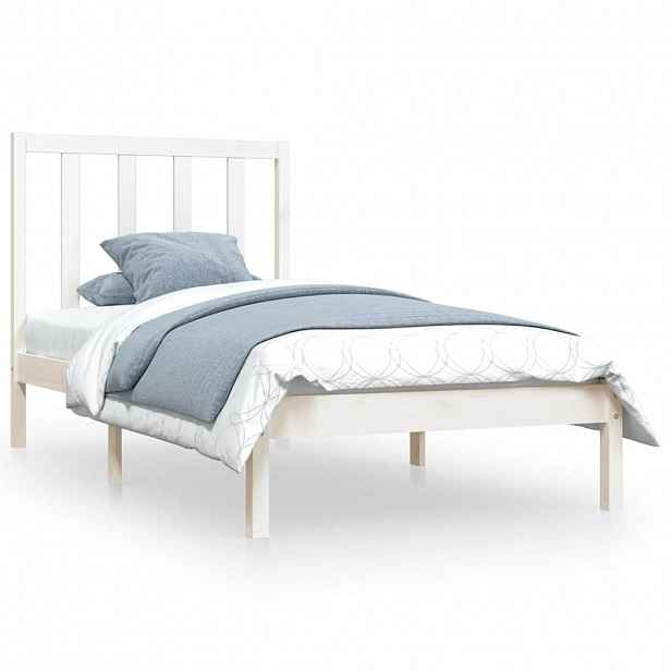 vidaXL Rám postele bílý masivní borovice 75 x 190 cm malé jednolůžko