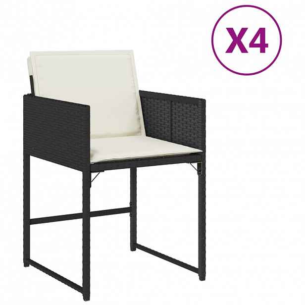 vidaXL Zahradní židle s poduškami 4 ks černé polyratan