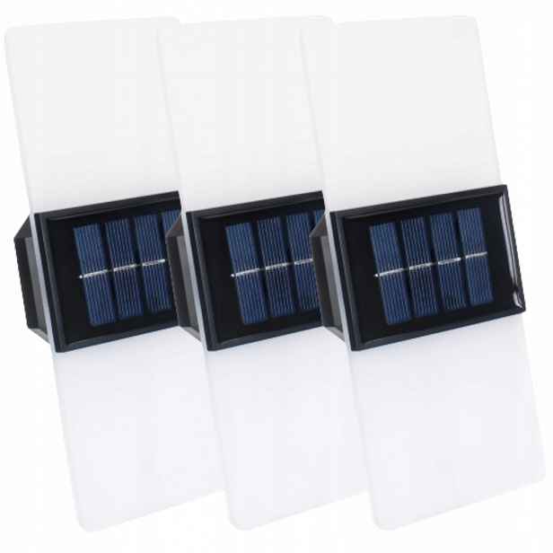 3x Solární nástěnné svítidlo Solární lampa Akryl Led Venkovní vodotěsný senzor