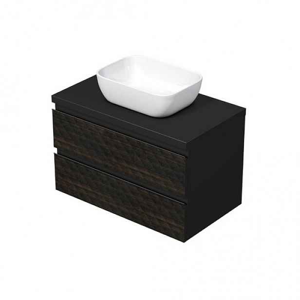 Koupelnová skříňka s krycí deskou SAT Cube Way 80x47,5x46 cm hnědá mat CUBE3D46802ZHKD