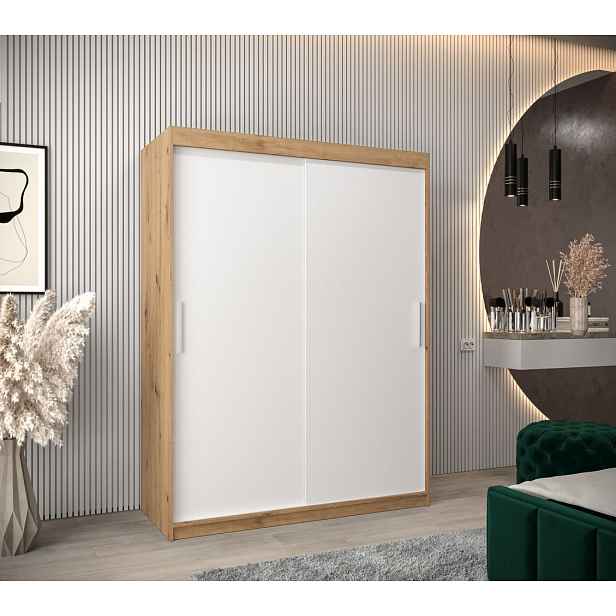 Skříň s posuvnými dveřmi v šířce 150 cm TIMEA - dub artisan / bílá