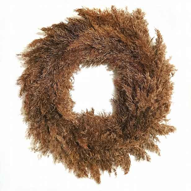Věnec 50 cm boho pampas přírodní nadýchaný z trávy na dveře sušený věnec Eko