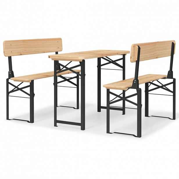 vidaXL 3dílný skládací bistro set masivní jedlové dřevo