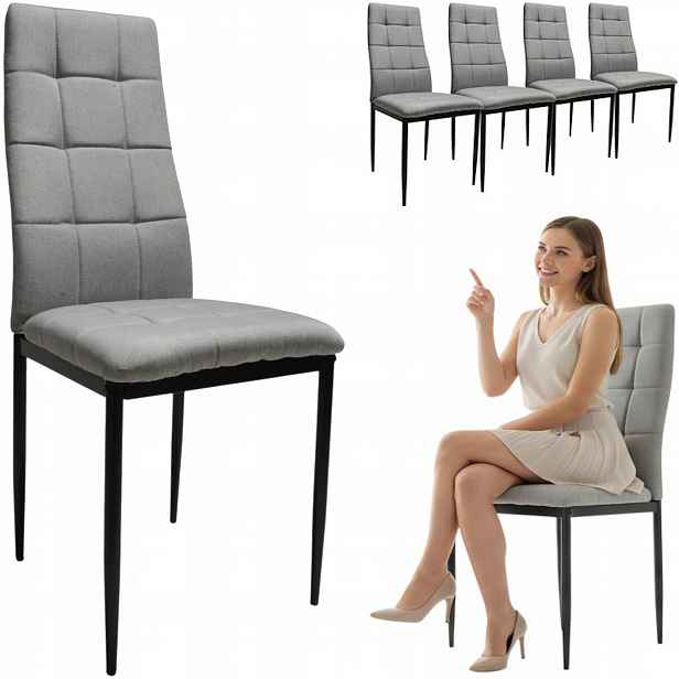 4 židle Solden Šedá Čalouněná, ergonomická, pro jídelnu, kancelářskou kuchyni