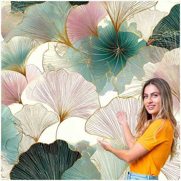 Fototapeta Obývací Pokoj Ložnice Ginkgo Listy Příroda Boho 196x260 MLN14W