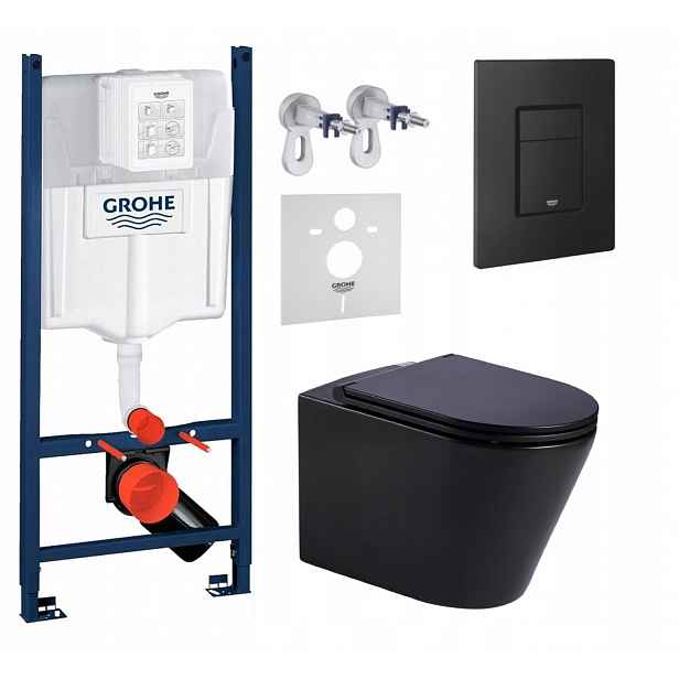 Wc sada Grohe s mísou Jess černá a tlačítkem černá matná Fresh