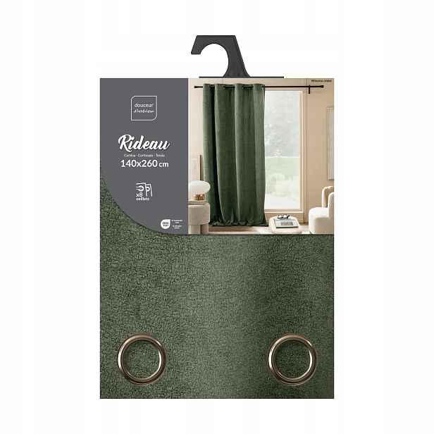 Závěs S Průchodkami Polyester 140 X 260 CM Zelená