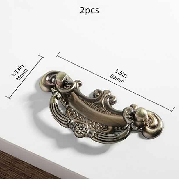 TEMU 2 ks Elegantní Vintage Antické Bronzové/Měděné Kování na Skříňové Dveře a Zásuvky - Odolné Kovové Kliky Vhodné pro Šatní Skříně, Komody, Skříňky