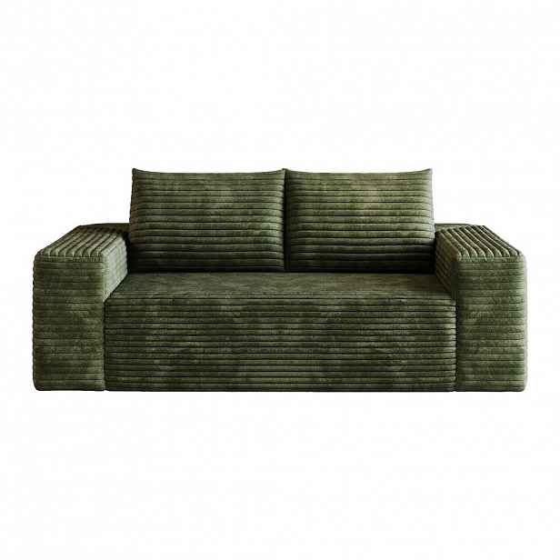 Urban Meuble POHOVKA Zelená z manšestru, 180 cm, hluboké sezení