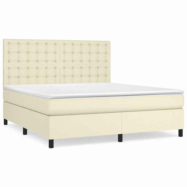 vidaXL Box spring postel s matrací krémová 160x200 cm umělá kůže