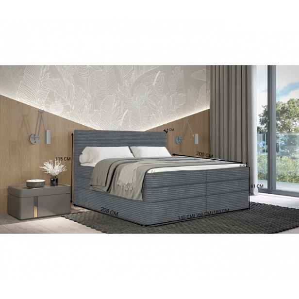 Americká postel 140x200 CALVIA 2 - šedá + topper ZDARMA