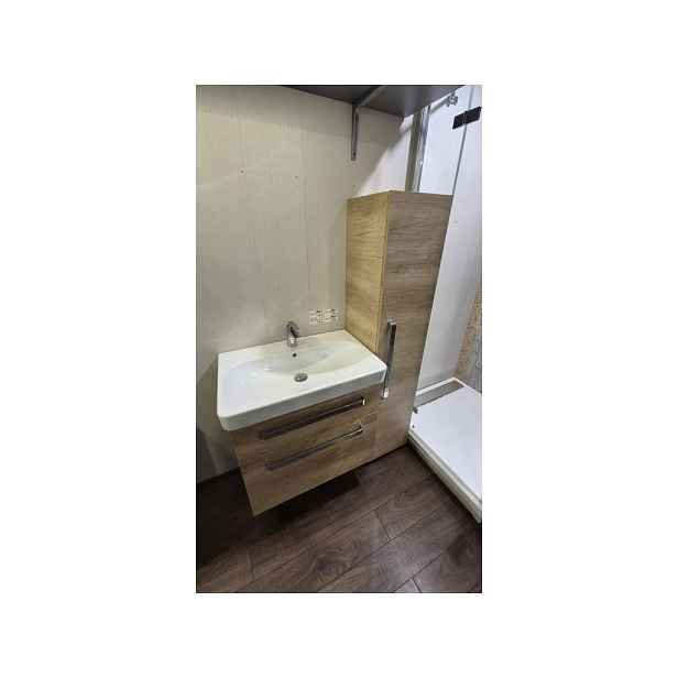 Intedoor KOUPELNOVÝ SET SONATA - Skříňka 75 cm s umyvadlem Geberit + vysoká skříňka 35 x 35 x 160 cm; Dub Nebraska VYSTAVENÉ ZBOŽÍ; VELMI DOBRÝ STAV; BEZ ZÁRUKY NA POVRCHOVÉ VADY - DODÁNÍ DO TÝDNE ! (