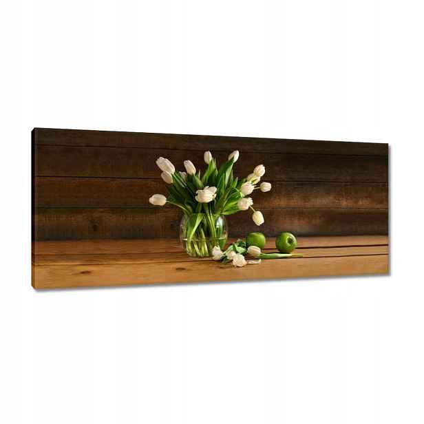 Obrazy 100x40 Bílé tulipány ve váze