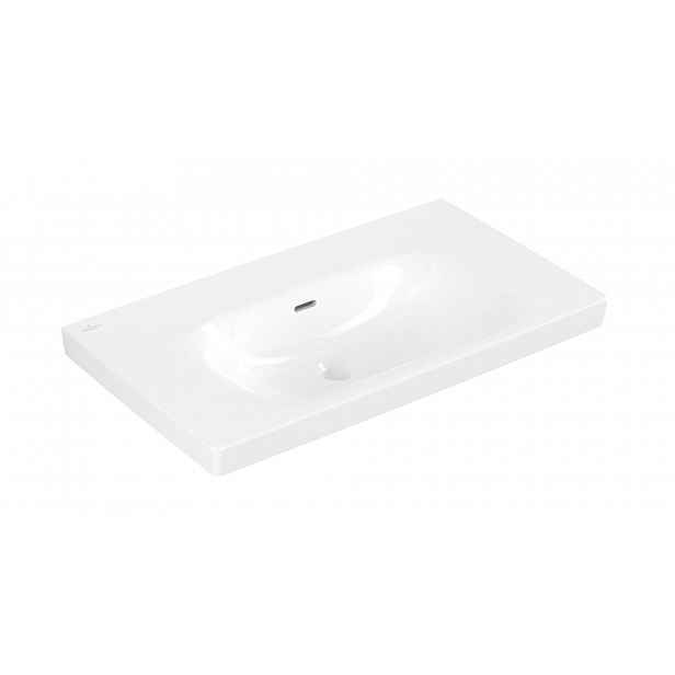 Villeroy & Boch Skyla - Umyvadlo 80x46 cm, s přepadem, bez otvoru pro baterii, CeramicPlus, Stone White 5A5182RW