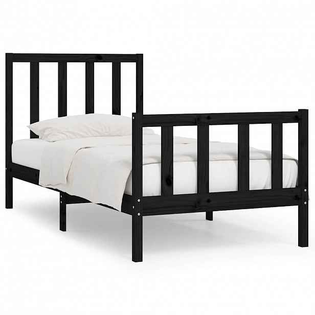 vidaXL Rám postele černý masivní dřevo 75 x 190 cm malé jednolůžko