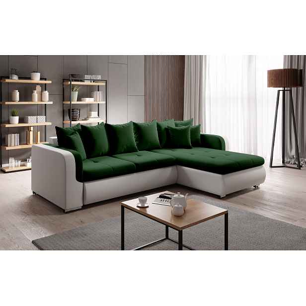 Moderní sedačka Ferino, bílá/zelená Milo