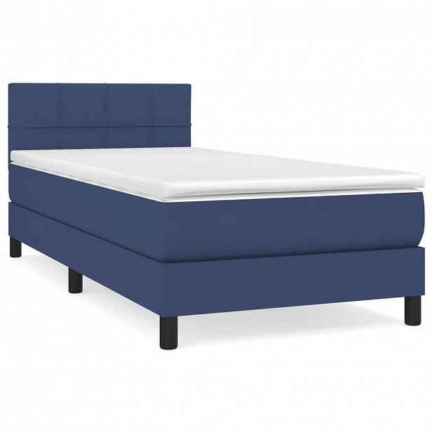 vidaXL Box spring postel s matrací modrá 100 x 200 cm textil