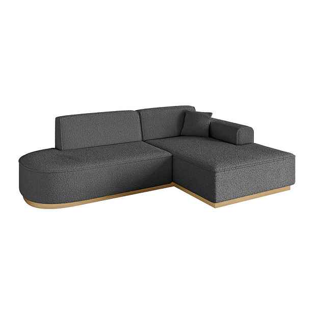 ALTDECOR ROHOVÁ SEDAČKA s otomanem, pravá IREA-L1-v2 232x165x80 Šedá Buklé