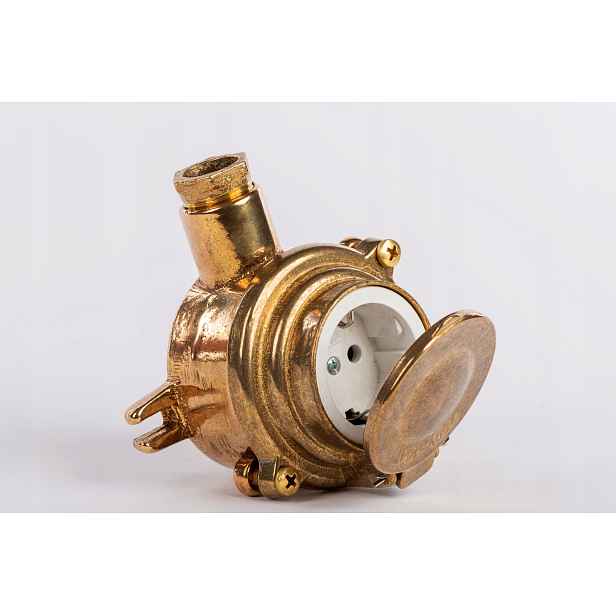 Mosazná zásuvka brass Premium Top na omítku, bílý střed Loft Výrobce!