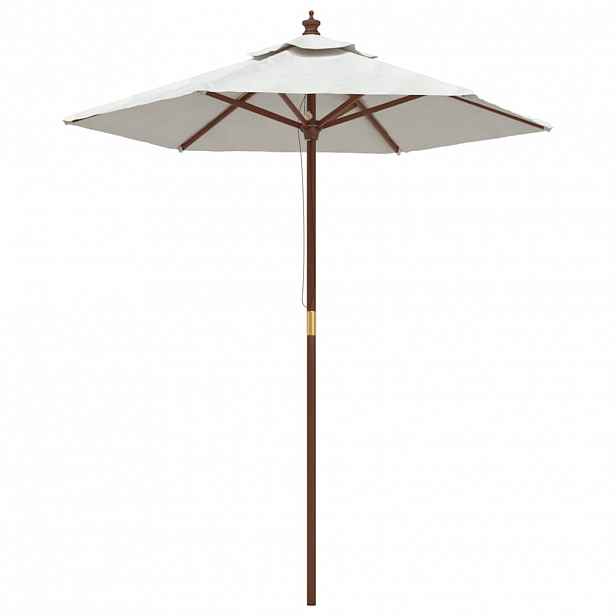 vidaXL Zahradní slunečník s dřevěnou tyčí pískový 196 x 231 cm