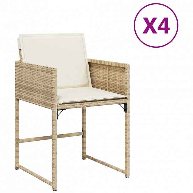 vidaXL Zahradní křesla s poduškami 4 ks béžová polyratan