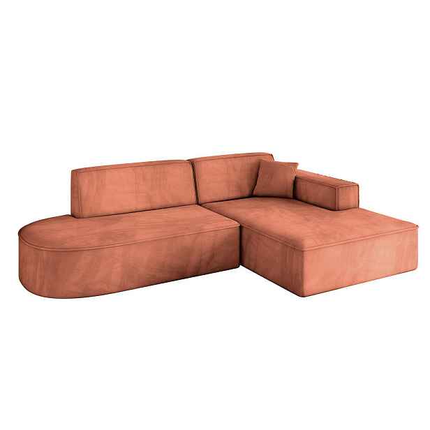 ALTDECOR ROHOVÁ SEDAČKA s otomanem, pravá IREA-L1-v4 232x165x77 Meruňková Velur
