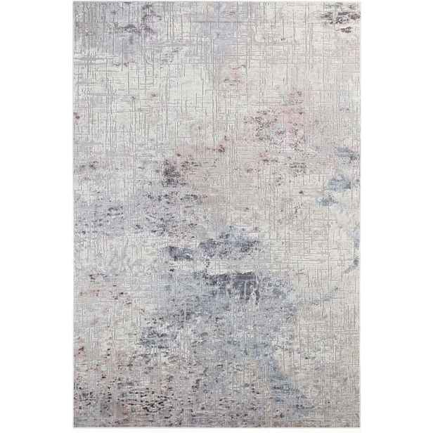 Koberec 135 x 195 cm, kamenný beton, moderní vzor do obývacího pokoje, šedomodrý