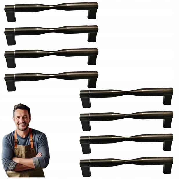 Nábytková Úchytka do skříňky Zásuvky Siva 160 mm Černý Mat 8ks