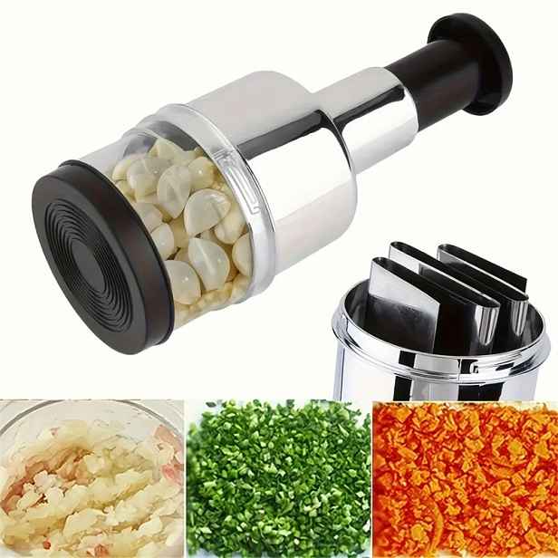 TEMU 1ks Ruční Lis na Česnek a Kráječ Potravin - Ruční Kráječ Zeleniny a Cibule, Mini Mlýnek, Kuchyňský Nástroj, Kovová Konstrukce, Funguje Bez