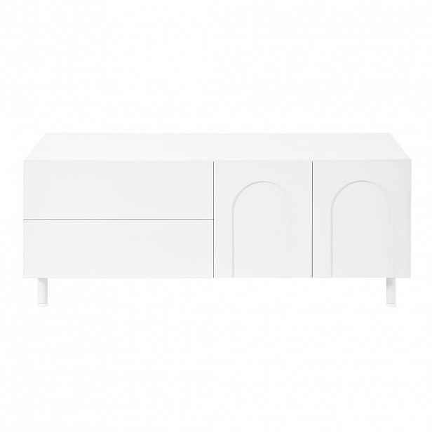 Urban Meuble KONFERENČNÍ STOLEK Se zásuvkami a dvířky, bílý, 100 × 50 × 39,5 cm