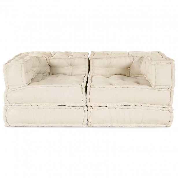 vidaXL Modulová pohovka 2 ks Textil Krémová 140 x 70 x 56 cm